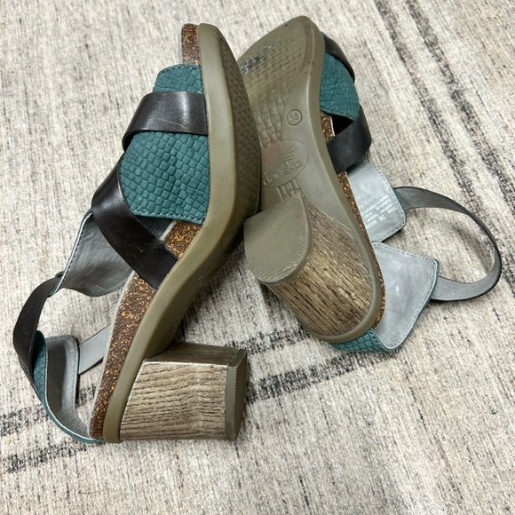 DANSKO Dominique Teal Brown T-Strap Open Toe Block Heel 8 (EU 38) - Picture 5 of 5